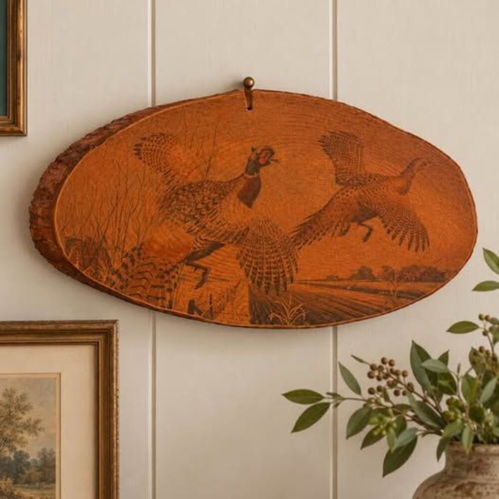 Vintage Pheasant Wood Slice Wall Art
